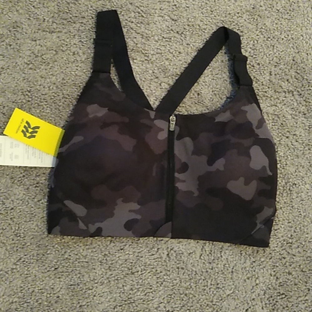 High support, front zip, camo sport bra 36DD